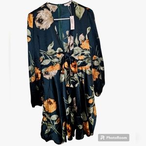 Baltic Born Topaz Floral Satin Mini Dress! XL NWT
